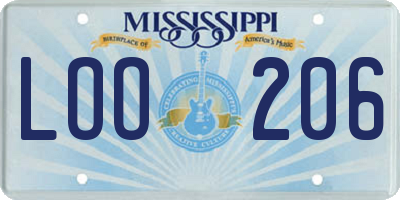 MS license plate LOO206