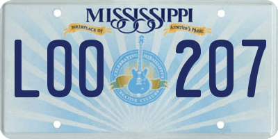 MS license plate LOO207