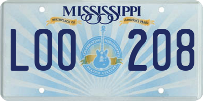 MS license plate LOO208