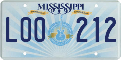 MS license plate LOO212