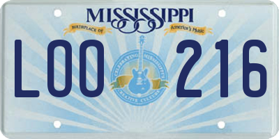 MS license plate LOO216