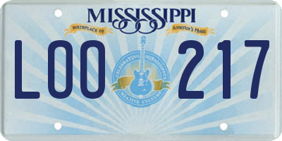 MS license plate LOO217
