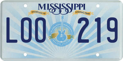 MS license plate LOO219
