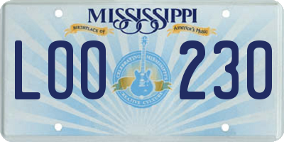 MS license plate LOO230