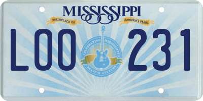 MS license plate LOO231