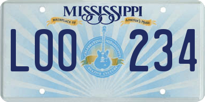 MS license plate LOO234
