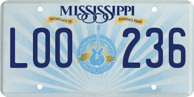 MS license plate LOO236