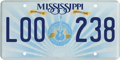 MS license plate LOO238