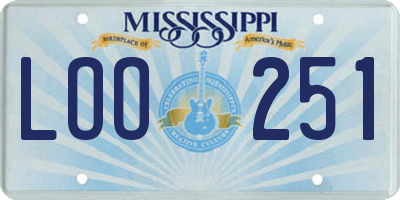 MS license plate LOO251