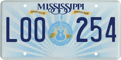 MS license plate LOO254