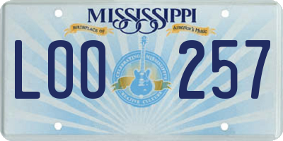 MS license plate LOO257