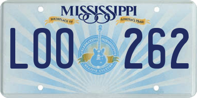 MS license plate LOO262