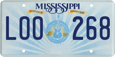 MS license plate LOO268