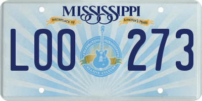 MS license plate LOO273