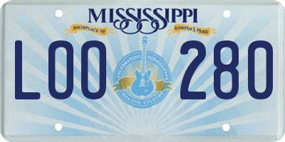 MS license plate LOO280