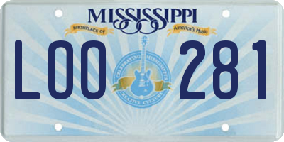 MS license plate LOO281