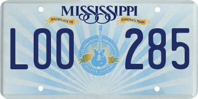 MS license plate LOO285