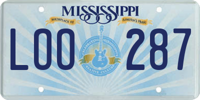 MS license plate LOO287