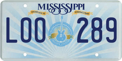 MS license plate LOO289