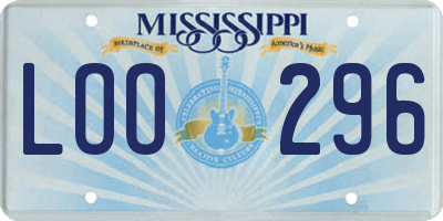 MS license plate LOO296