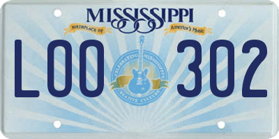 MS license plate LOO302