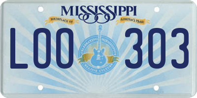 MS license plate LOO303