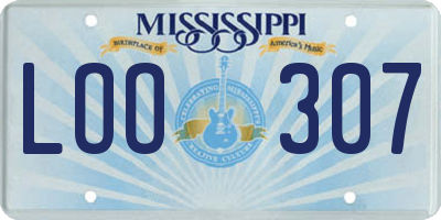 MS license plate LOO307