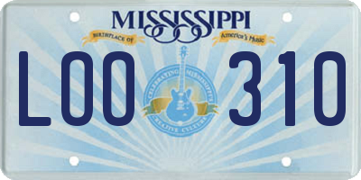MS license plate LOO310