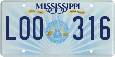 MS license plate LOO316