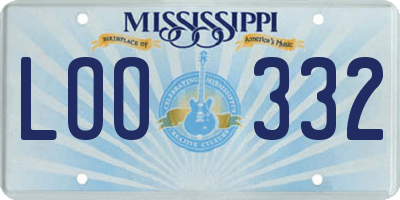 MS license plate LOO332