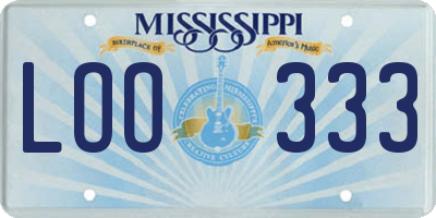 MS license plate LOO333