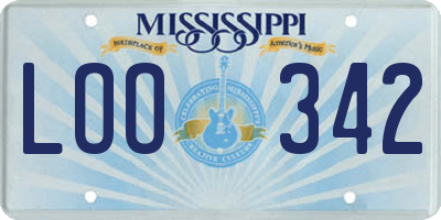 MS license plate LOO342