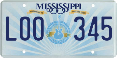 MS license plate LOO345