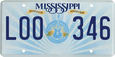 MS license plate LOO346