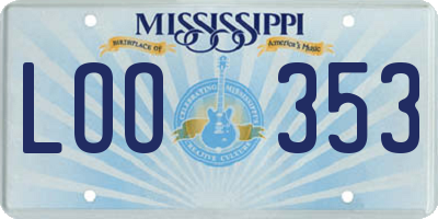 MS license plate LOO353