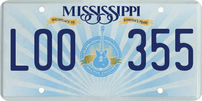 MS license plate LOO355