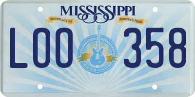 MS license plate LOO358