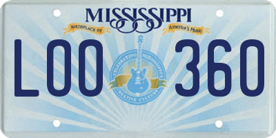 MS license plate LOO360