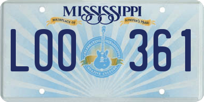 MS license plate LOO361