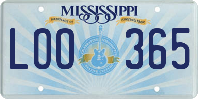 MS license plate LOO365