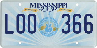 MS license plate LOO366
