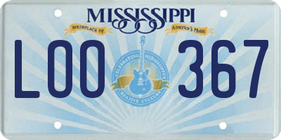 MS license plate LOO367