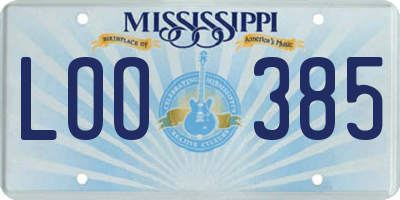 MS license plate LOO385