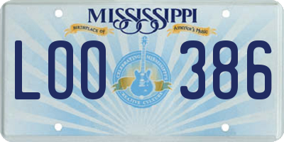 MS license plate LOO386
