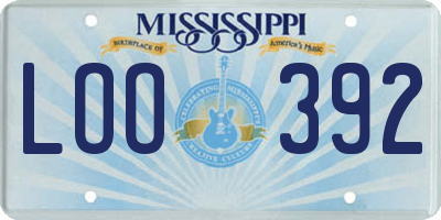 MS license plate LOO392