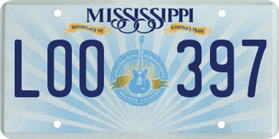 MS license plate LOO397