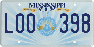 MS license plate LOO398