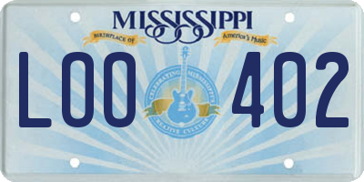 MS license plate LOO402