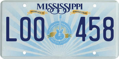MS license plate LOO458