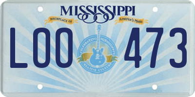 MS license plate LOO473
